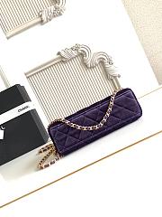Chanel Kelly Velvet Bag Purple-13*19*7cm - 4