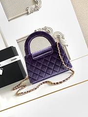 Chanel Kelly Velvet Bag Purple-13*19*7cm - 3