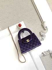 Chanel Kelly Velvet Bag Purple-13*19*7cm - 2
