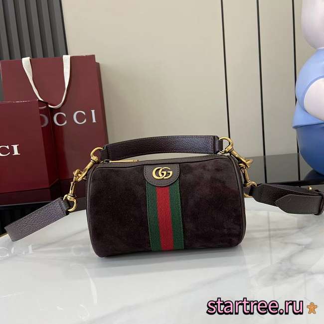 Gucci Ophidia mini bag dark brown suede-18.5*11*11cm - 1