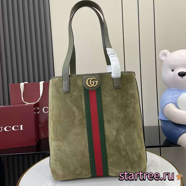 Gucci Ophidia medium tote bag dark green suede-30x36x12.5cm - 1
