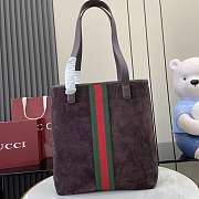 Gucci Ophidia medium tote bag dark brown suede-30x36x12.5cm - 3