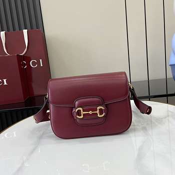 Gucci Horsebit 1955 Soft Mini shoulder Rosso Ancora red leather-19.5x15x9cm