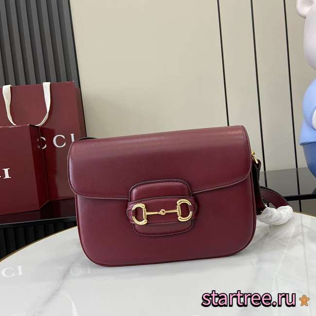 Gucci Horsebit 1955 Soft small shoulder Rosso Ancora red leather-26x17.5x10cm - 1
