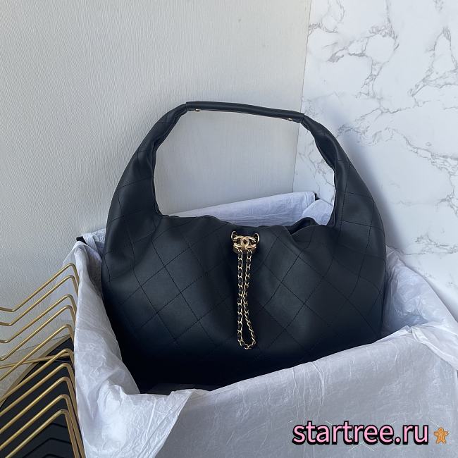 Chanel 26C Hobo Bag Black Leather-35×12×45cm - 1