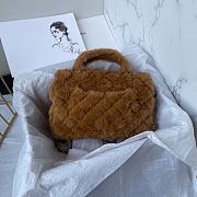 Chanel Fur Mini Classic Flap Handle Bag Brown-20x12x6cm - 4