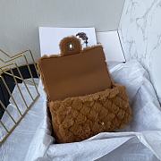 Chanel Fur Mini Classic Flap Handle Bag Brown-20x12x6cm - 3