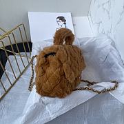Chanel Fur Mini Classic Flap Handle Bag Brown-20x12x6cm - 2