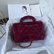 Chanel Fur Mini Classic Flap Handle Bag Cherry-20x12x6cm - 5