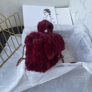 Chanel Fur Mini Classic Flap Handle Bag Cherry-20x12x6cm - 4