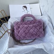 Chanel Fur Mini Classic Flap Handle Bag Purple-20x12x6cm - 5