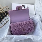 Chanel Fur Mini Classic Flap Handle Bag Purple-20x12x6cm - 4