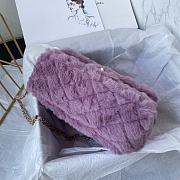 Chanel Fur Mini Classic Flap Handle Bag Purple-20x12x6cm - 3