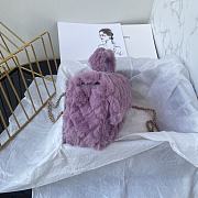 Chanel Fur Mini Classic Flap Handle Bag Purple-20x12x6cm - 2