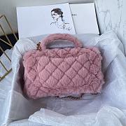 Chanel Fur Mini Classic Flap Handle Bag Pink-20x12x6cm - 4