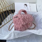 Chanel Fur Mini Classic Flap Handle Bag Pink-20x12x6cm - 3