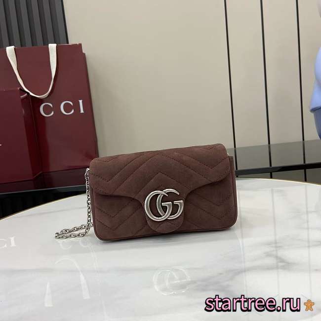 GG Marmont mini shoulder bag Nubuck Leather dark brown - 1