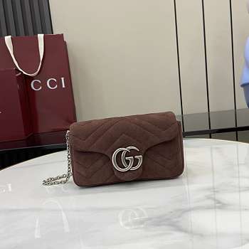 GG Marmont mini shoulder bag Nubuck Leather dark brown