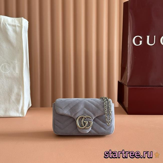 GG Marmont mini shoulder bag Nubuck Leather Grey - 1