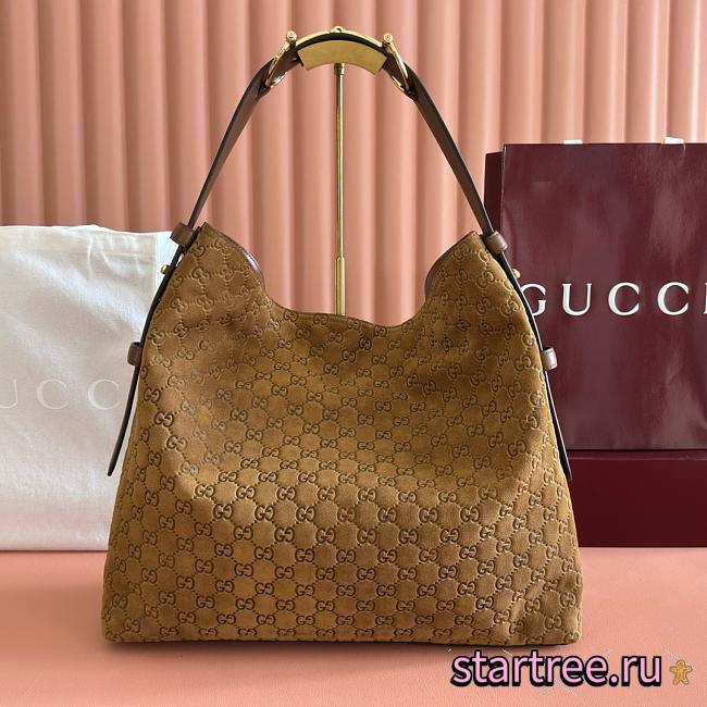 Gucci Beatrix large tote bag Brown Suede-35*27.5*11cm - 1