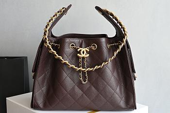 Chanel 25C hobo Bag coffee brown 004 -30×26×14cm