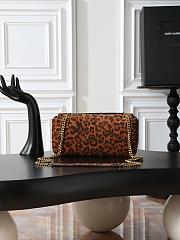 YSL Saint Laurent Brown Calypso Small Padded Leopard-Print Faille Shoulder Bag-26*14*7CM - 4