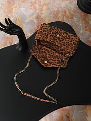 YSL Saint Laurent Brown Calypso Small Padded Leopard-Print Faille Shoulder Bag-26*14*7CM - 3