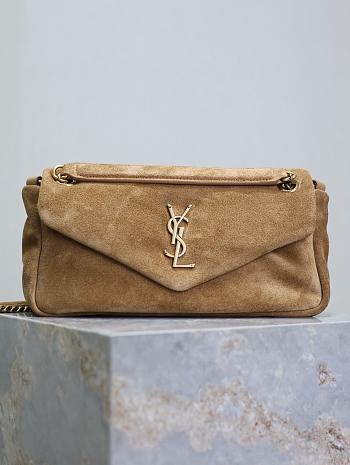 YSL SAINT LAURENT Calypso Large padded suede shoulder bag-26*14*7CM
