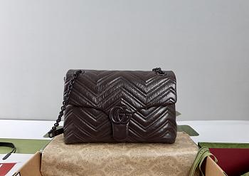 Gucci Marmont medium shoulder bag dark brown leather-31*17*8cm
