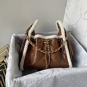 Chanel 25 small handbag Crumpled shearling sheepskin Brown - 1