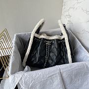 Chanel 25 small handbag Crumpled shearling sheepskin Black, Silver - 1