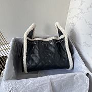 Chanel 25 small handbag Crumpled shearling sheepskin Black, Silver - 5