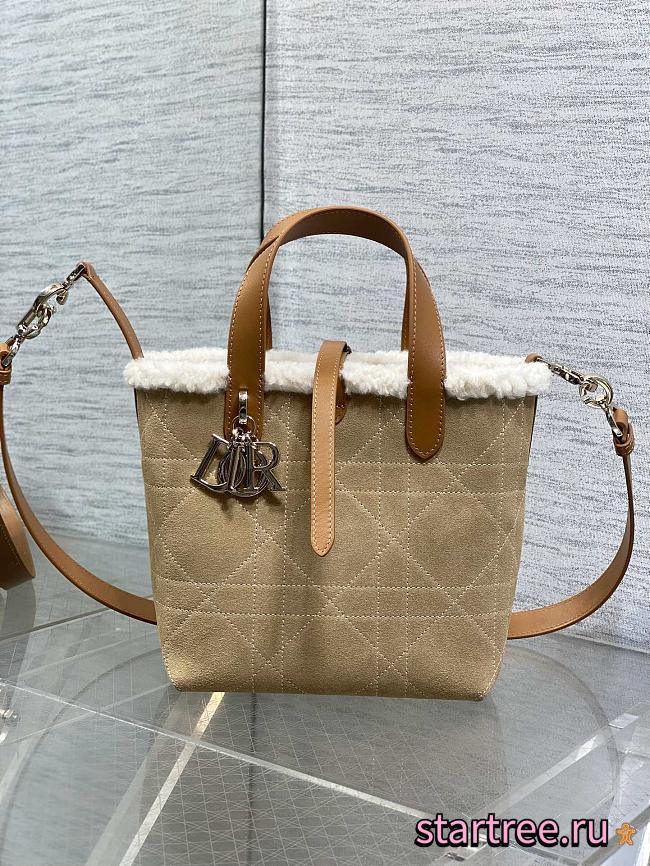 Dior Small DiorAlps Toujours Vertical Handbag Beige Suede-18.5*18.8*12cm - 1