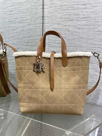 Dior Medium DiorAlps Toujours Vertical Handbag Beige Suede-23*25*11cm