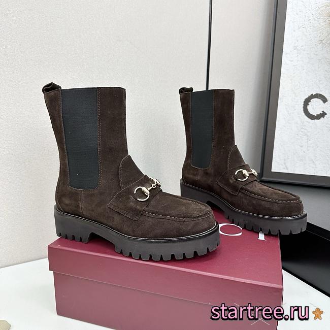 GUCCI Women's ankle boot with Horsebit Dark Brown - 1