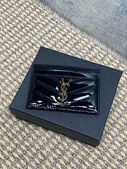 YSL CASSANDRE MATELASSÉ card case in patent leather in Black - 1