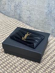 YSL CASSANDRE MATELASSÉ card case in patent leather in Black - 2