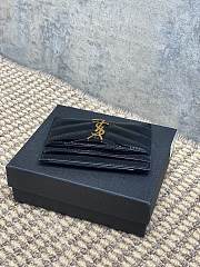 YSL CASSANDRE MATELASSÉ card case in patent leather in Black - 3