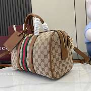 Gucci Ophidia medium boston bag in beige and brown GG canvas-30cm x 16cm x 20cm - 3