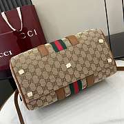Gucci Ophidia medium boston bag in beige and brown GG canvas-30cm x 16cm x 20cm - 2