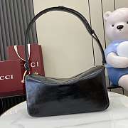 Gucci Half Horsebit medium shoulder bag in black leather-31.5x17x12cm - 1