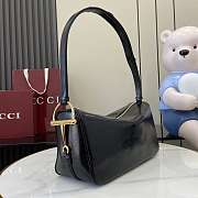 Gucci Half Horsebit medium shoulder bag in black leather-31.5x17x12cm - 4