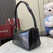 Gucci Half Horsebit medium shoulder bag in black leather-31.5x17x12cm - 3