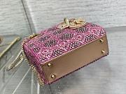 Dior Mini Lady Dior Bag Metallic Lambskin and Celestial Pink Satin Embroidered with Beads - 5