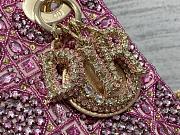 Dior Mini Lady Dior Bag Metallic Lambskin and Celestial Pink Satin Embroidered with Beads - 2