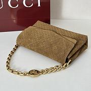 Gucci Medium shoulder bag with chain brown GG suede-28*16*7cm  - 5