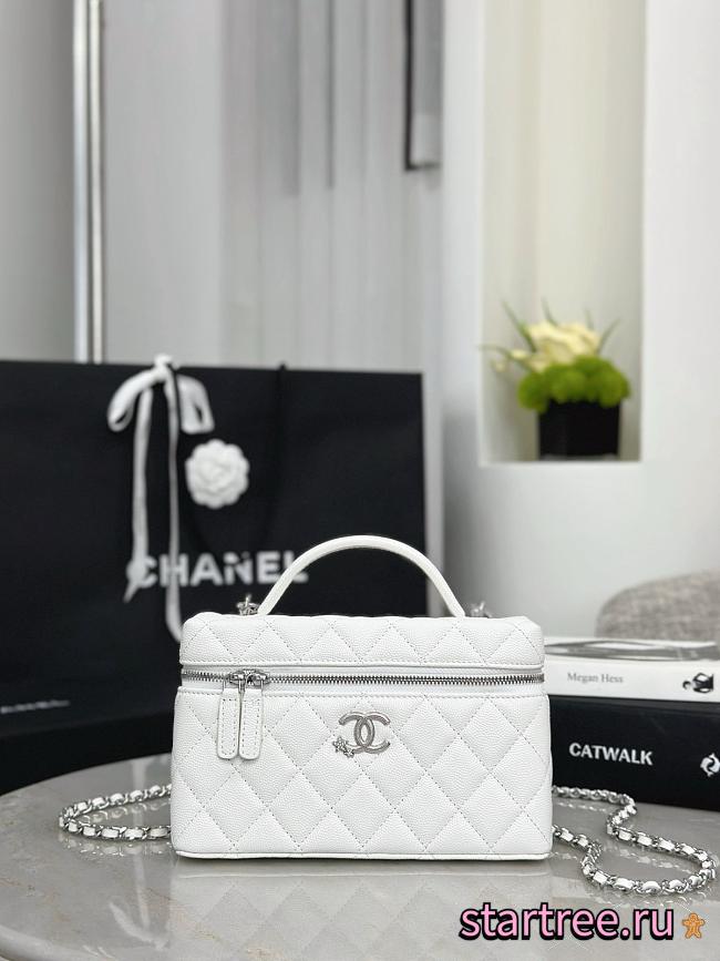 Chanel Vanity with chain Shiny grained calfskin White-17*19.5*5cm - 1