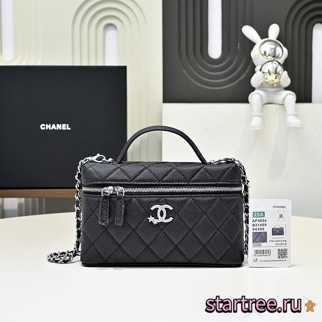 Chanel Vanity with chain Shiny grained calfskin Black-17*19.5*5cm - 1