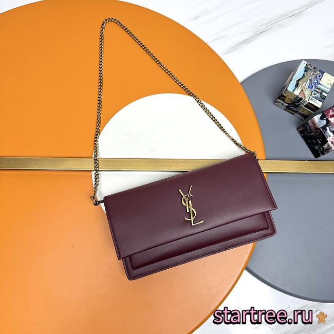 YSL Saint Laurent Sunset Box in burgundy-24*14.5*5.5cm - 1