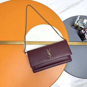 YSL Saint Laurent Sunset Box in burgundy-24*14.5*5.5cm